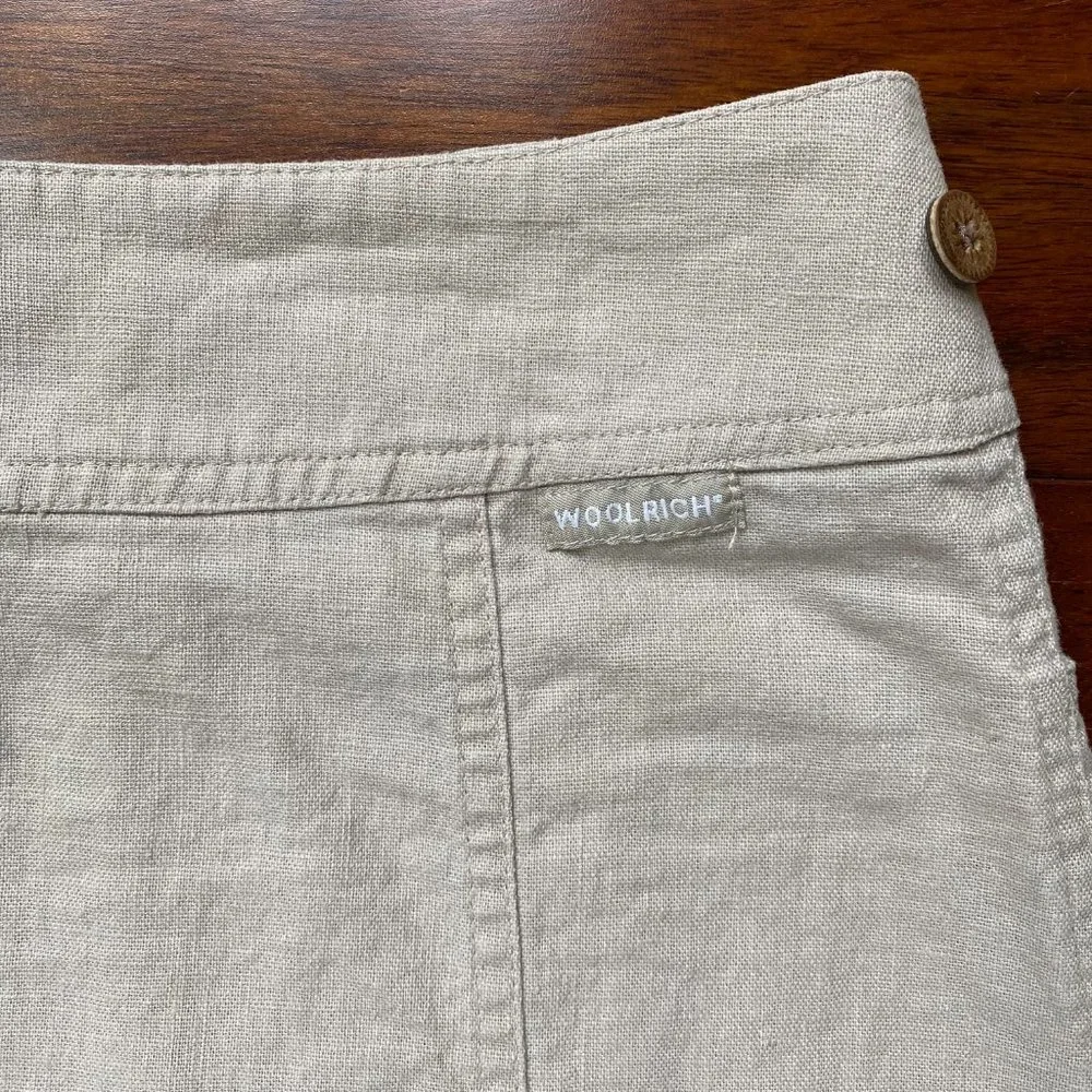 Woolrich Linen Cotton Blend Kayla Skirt Wrap Style Dark Stone Size 12 Preppy - Picture 8 of 11